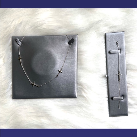 Silver .925 Cross Necklace and Bracelet Set - Picture 1 of 1